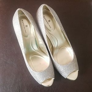 Bandolino Silver Peep toe heels